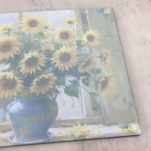 Rustic Sunflower Oil Painting Glass Cutting Board - Picture 10 of 13